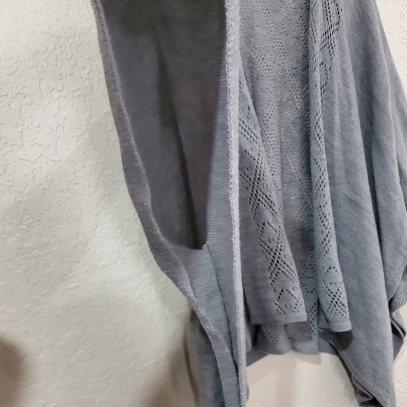 Dillard's Grey Open Gray Crochet Knit Open Cardigan One Size - Picture 2 of 9